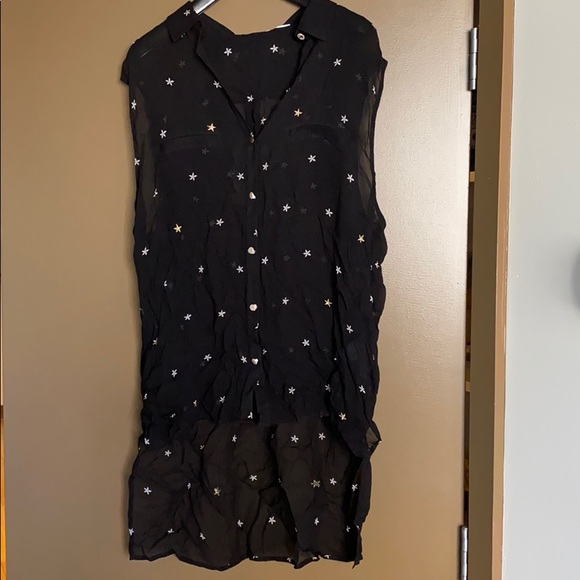 sass & bide Tops - High Low Gold Star Sheer Tank Blouse